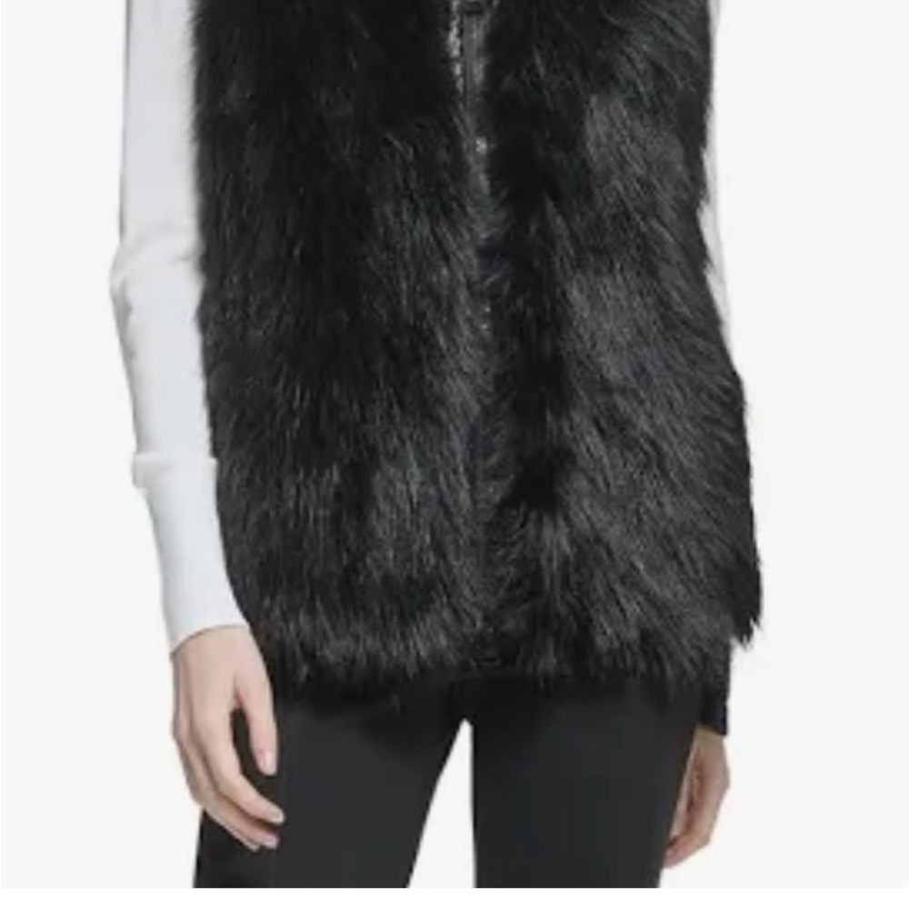 COPY - DKNY puffer faux fur vest in black size X-Large